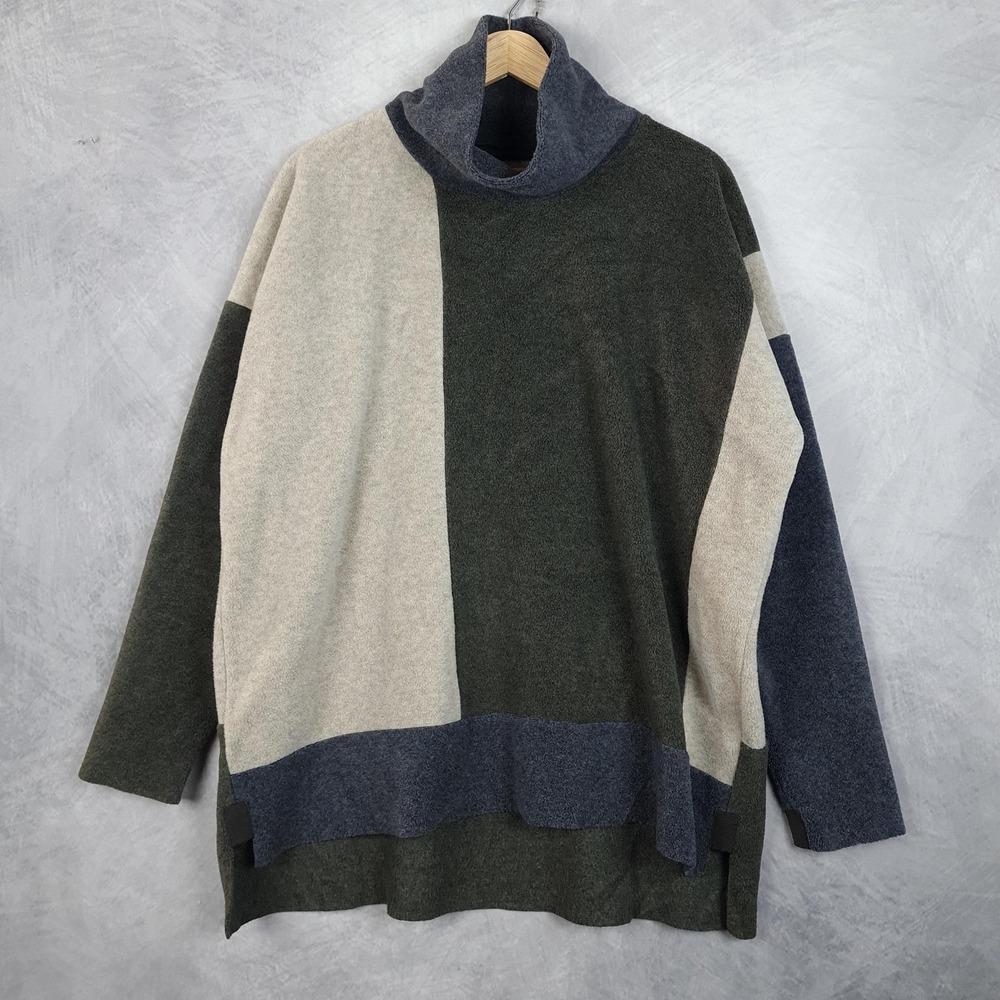 Henriette Steffensen Tunic Sweater Womens One Size Colorblock Cowl Neck Fleece